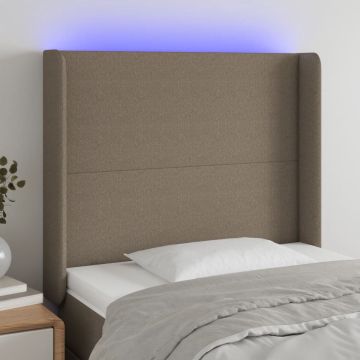 vidaXL Hoofdbord LED 93x16x118/128 cm stof taupe