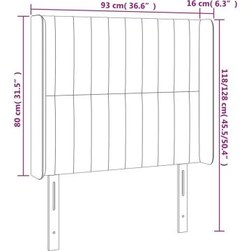 vidaXL Hoofdbord LED 93x16x118/128 cm stof donkerbruin