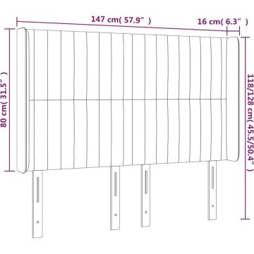 vidaXL Hoofdbord LED 147x16x118/128 cm stof zwart