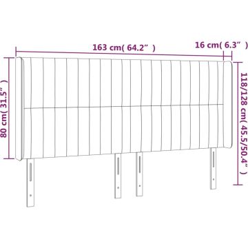 vidaXL Hoofdbord LED 163x16x118/128 cm stof lichtgrijs