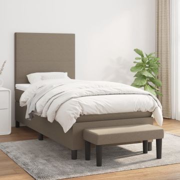 vidaXL Boxspring met matras stof taupe 90x200 cm