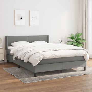 vidaXL Boxspring met matras stof donkergrijs 140x190 cm