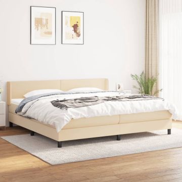 vidaXL Boxspring met matras stof crèmekleurig 200x200 cm