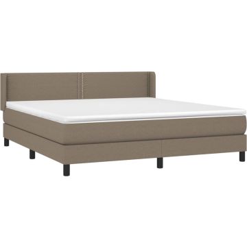 vidaXL Boxspring met matras stof taupe 160x200 cm