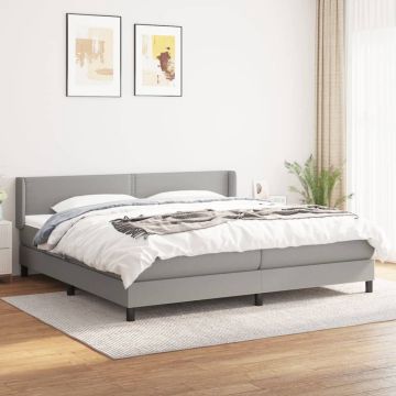 vidaXL Boxspring met matras stof lichtgrijs 200x200 cm