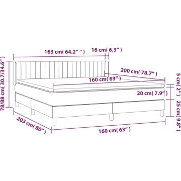 vidaXL Boxspring met matras stof taupe 160x200 cm