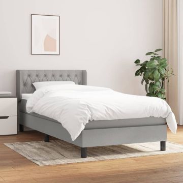 vidaXL Boxspring met matras stof lichtgrijs 90x190 cm