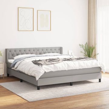 vidaXL Boxspring met matras stof lichtgrijs 160x200 cm