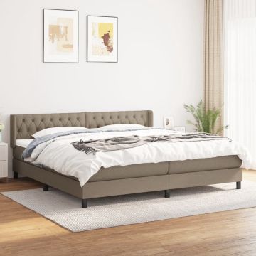 vidaXL Boxspring met matras stof taupe 200x200 cm