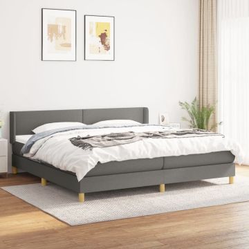 vidaXL Boxspring met matras stof donkergrijs 200x200 cm