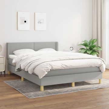 vidaXL Boxspring met matras stof lichtgrijs 140x190 cm