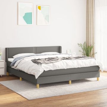 vidaXL Boxspring met matras stof donkergrijs 180x200 cm