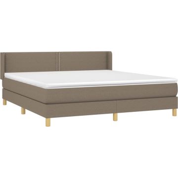 vidaXL Boxspring met matras stof taupe 180x200 cm