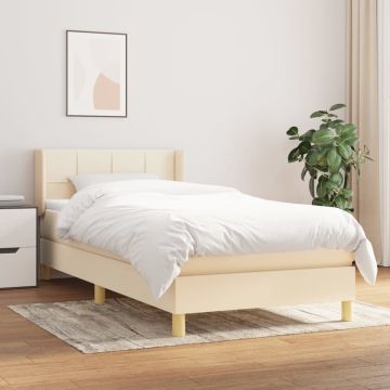 vidaXL Boxspring met matras stof crèmekleurig 80x200 cm