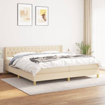 vidaXL Boxspring met matras stof crèmekleurig 160x200 cm