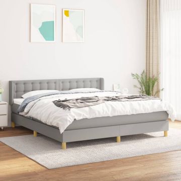 vidaXL Boxspring met matras stof lichtgrijs 180x200 cm