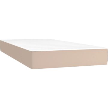 vidaXL Boxspring met matras kunstleer cappuccinokleurig 90x190 cm