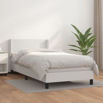 vidaXL Boxspring met matras kunstleer wit 90x200 cm