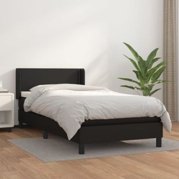 vidaXL Boxspring met matras kunstleer zwart 80x200 cm