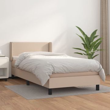 vidaXL Boxspring met matras kunstleer cappuccinokleurig 80x200 cm