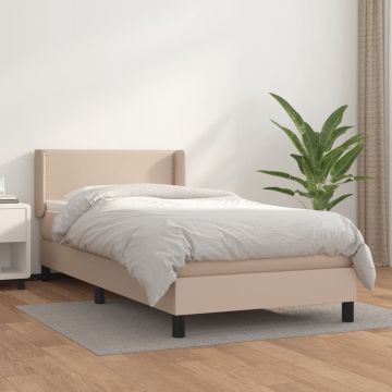 vidaXL Boxspring met matras kunstleer cappuccinokleurig 90x190 cm