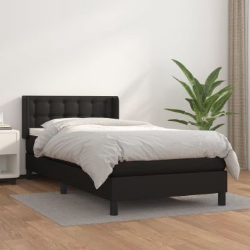 vidaXL Boxspring met matras kunstleer zwart 80x200 cm