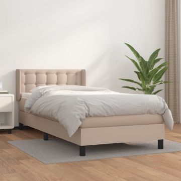 vidaXL Boxspring met matras kunstleer cappuccinokleurig 90x190 cm