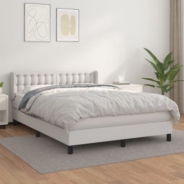 vidaXL Boxspring met matras kunstleer wit 140x190 cm