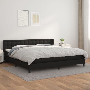 vidaXL Boxspring met matras kunstleer zwart 200x200 cm