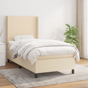 vidaXL Boxspring met matras stof crèmekleurig 80x200 cm