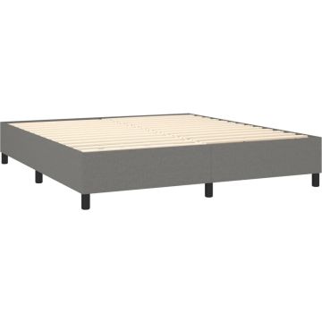 vidaXL Boxspring met matras stof donkergrijs 160x200 cm