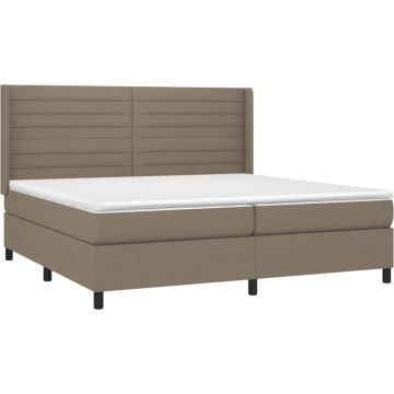 vidaXL Boxspring met matras stof taupe 200x200 cm