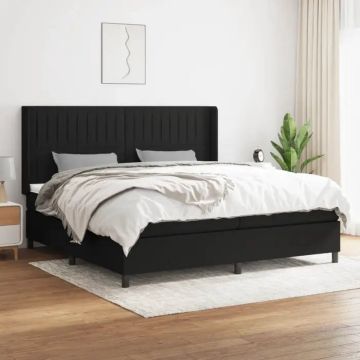 vidaXL Boxspring met matras stof zwart 200x200 cm