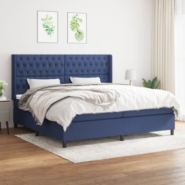 vidaXL Boxspring met matras stof blauw 200x200 cm