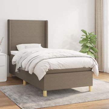 vidaXL Boxspring met matras stof taupe 90x190 cm