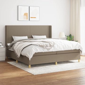 vidaXL Boxspring met matras stof taupe 200x200 cm