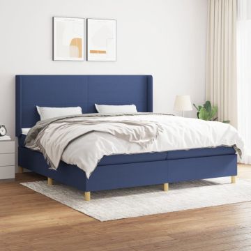 vidaXL Boxspring met matras stof blauw 200x200 cm