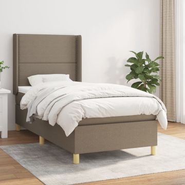 vidaXL Boxspring met matras stof taupe 90x190 cm