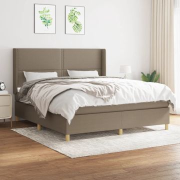 vidaXL Boxspring met matras stof taupe 160x200 cm