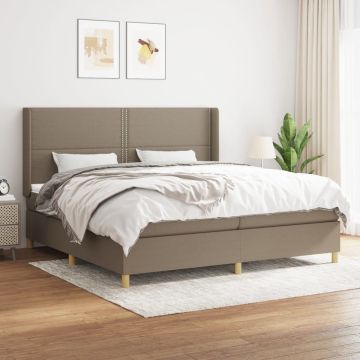 vidaXL Boxspring met matras stof taupe 200x200 cm