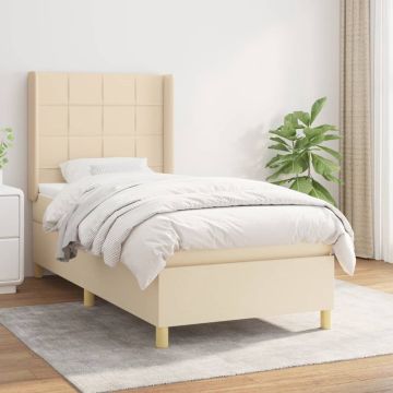 vidaXL Boxspring met matras stof crèmekleurig 90x190 cm