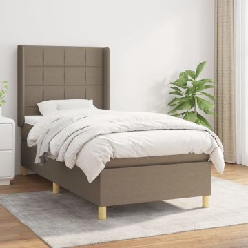 vidaXL Boxspring met matras stof taupe 90x200 cm