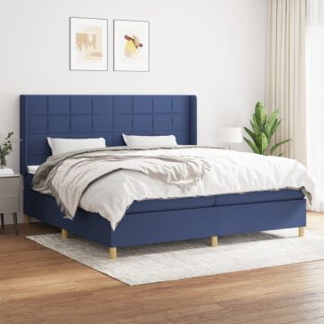 vidaXL Boxspring met matras stof blauw 200x200 cm