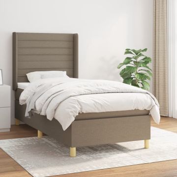 vidaXL Boxspring met matras stof taupe 90x190 cm