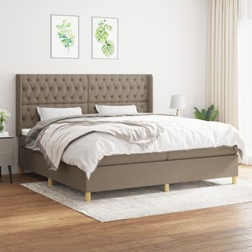 vidaXL Boxspring met matras stof taupe 200x200 cm