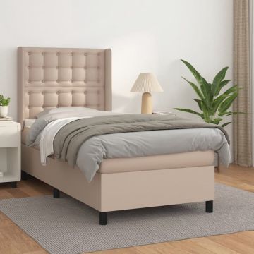 vidaXL Boxspring met matras kunstleer cappuccinokleurig 90x190 cm