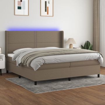 vidaXL Boxspring met matras en LED stof taupe 200x200 cm