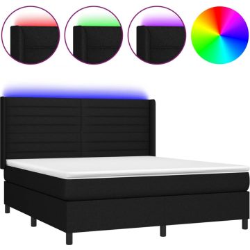 vidaXL-Boxspring-met-matras-en-LED-stof-zwart-180x200-cm