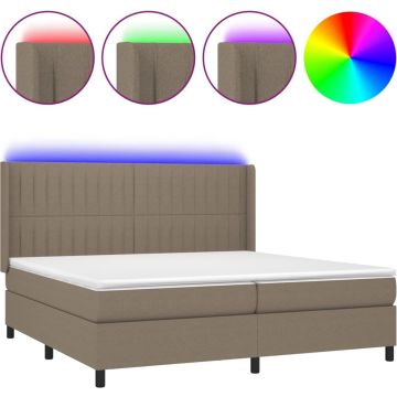 vidaXL-Boxspring-met-matras-en-LED-stof-taupe-200x200-cm