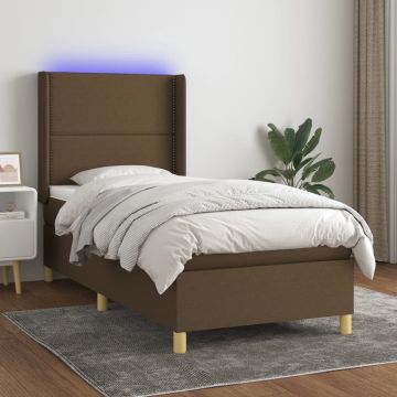 vidaXL Boxspring met matras en LED stof taupe 80x200 cm